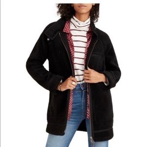 Madewell Sherpa City Grid Coat Black Sz M